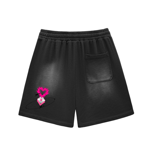 Sun Fade Raw Edge Cotton Shorts