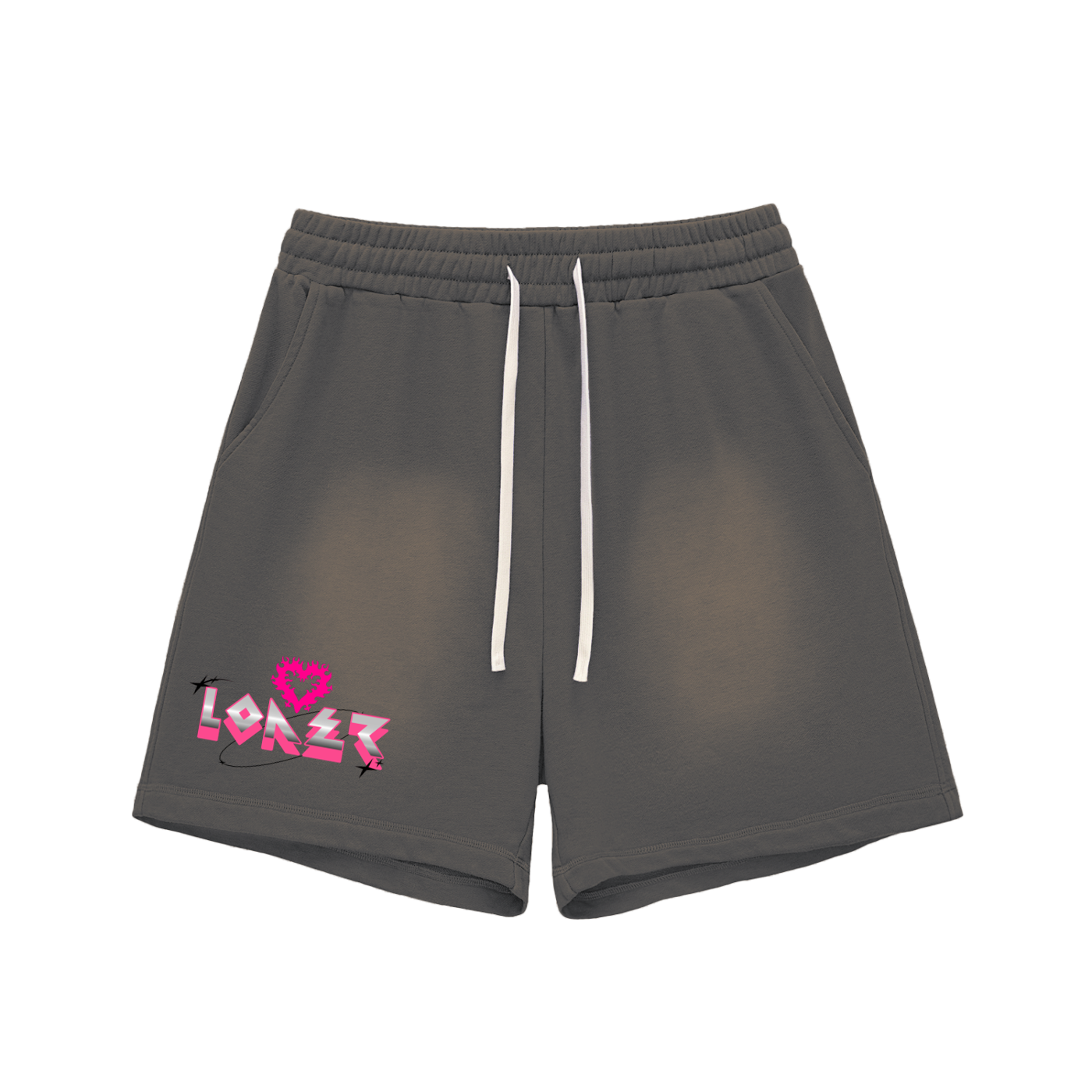 Sun Fade Raw Edge Cotton Shorts