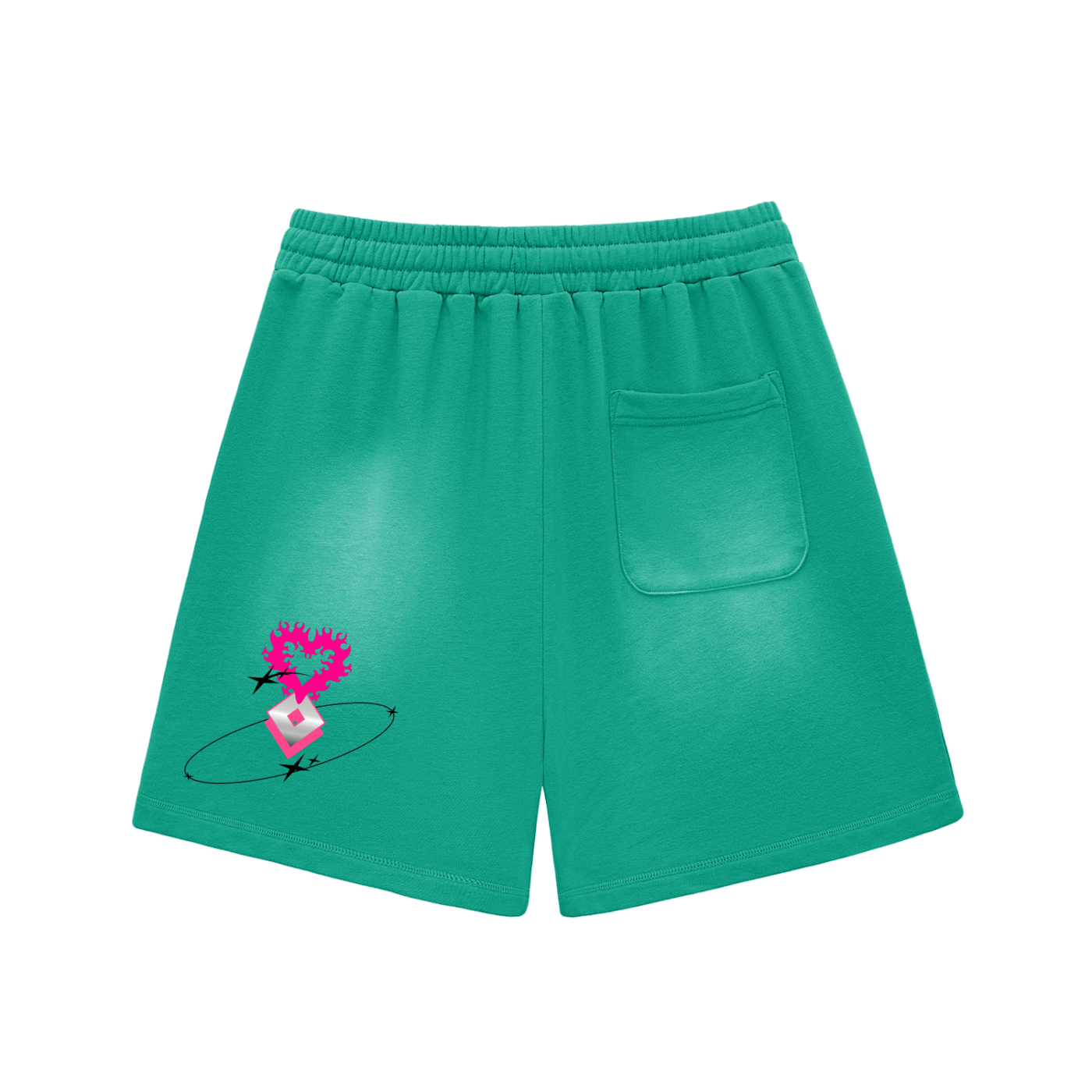 Sun Fade Raw Edge Cotton Shorts